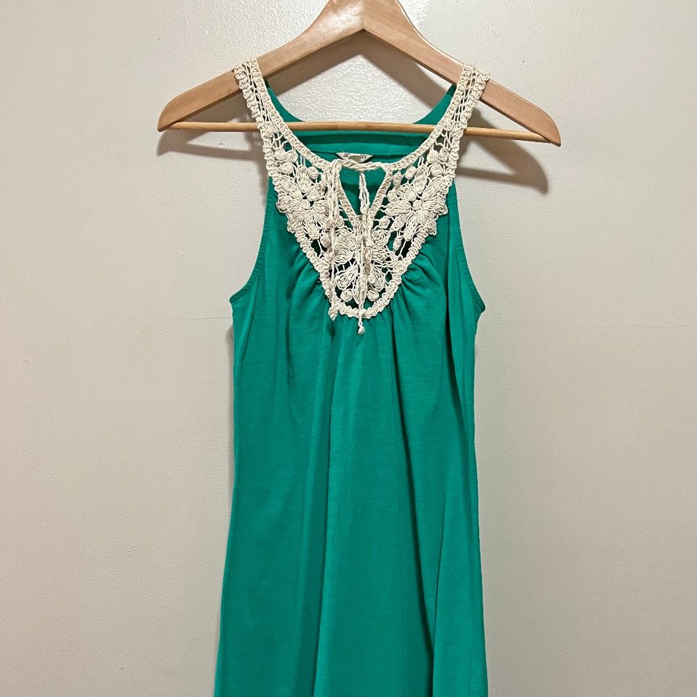 Heritage 1981 Green Halter Dress with Embroidery